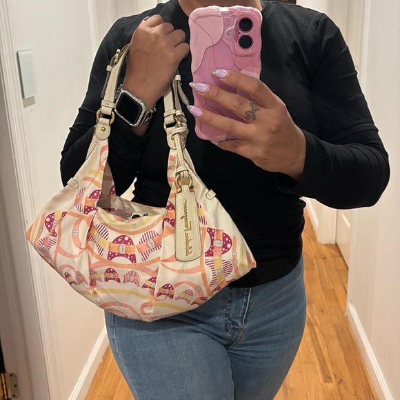 Salvatore Ferragamo Pink and White Satin Shoulder Bag - Picture 15 of 17